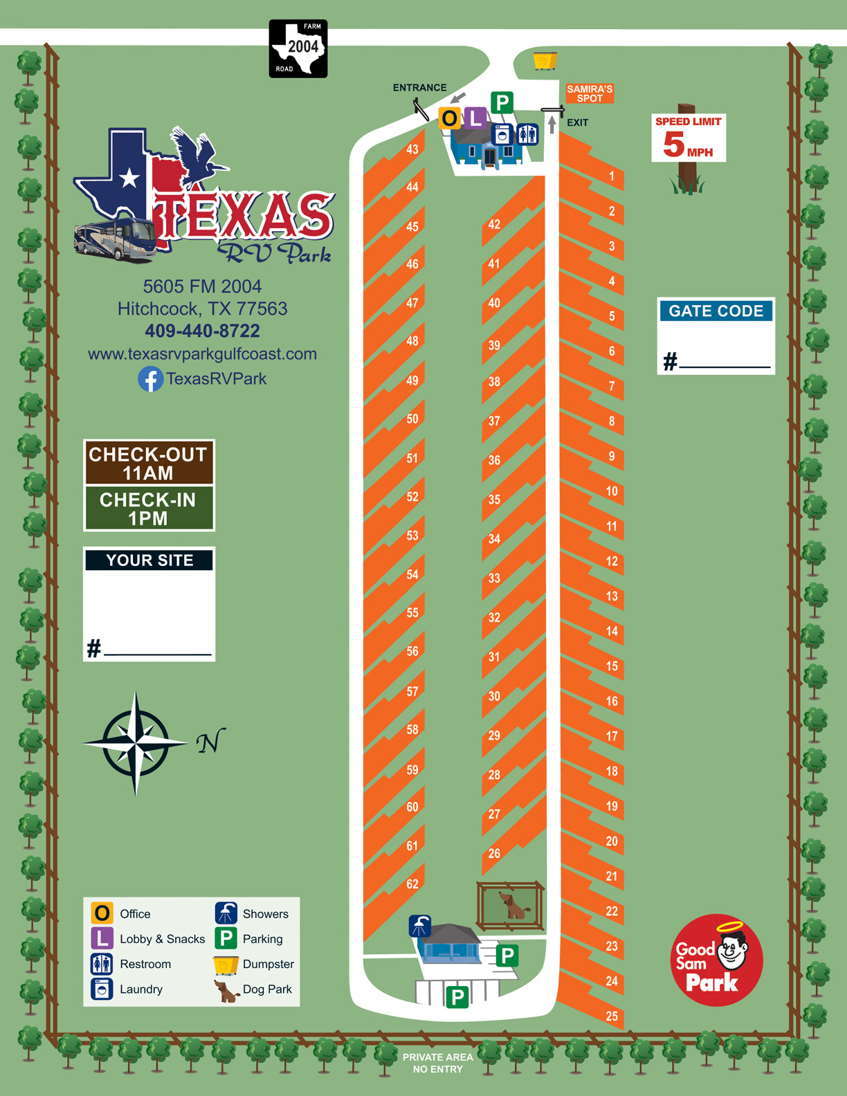 Texas RV Park Site Map